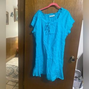 Turquoise blue gauze pull on swimsuit cover-up.  Size XL.  St. John’s Bay brand.
